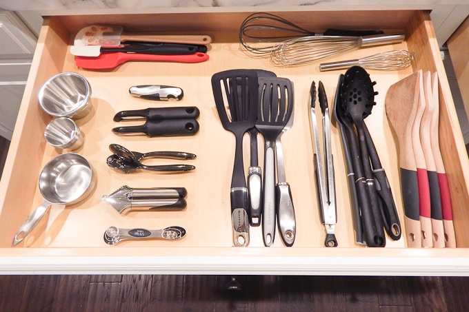 kitchen utensils drawer organized