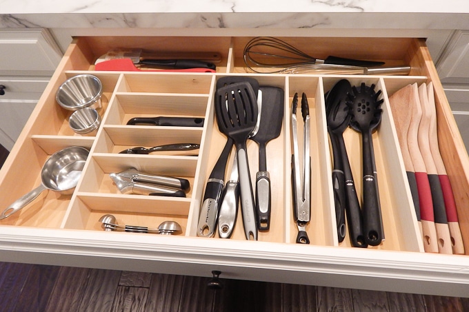 wooden drawer organizer kitchen utensils