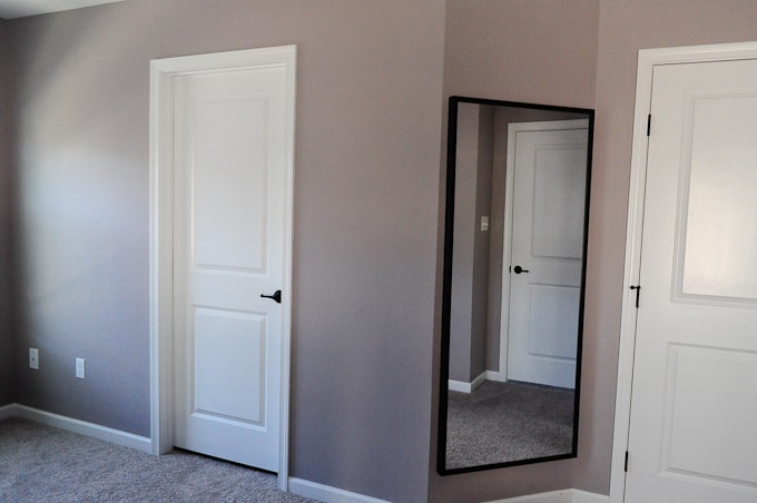 I love how this paint color looks in this room - this is London Coach by Valspar!
