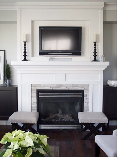 modern fireplace surround white trim work