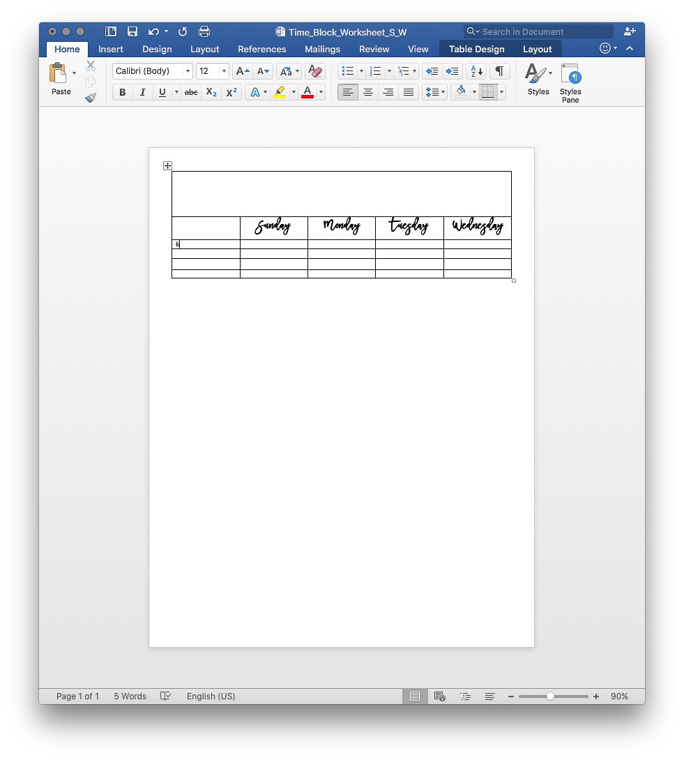 Great tutorial for making your own time block worksheets in Microsoft Word. Great for time management!
