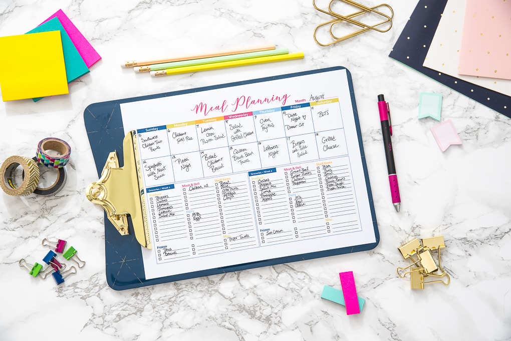 Meal Planning Calendar with Family Schedule