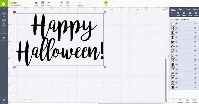 How to upload an svg in Cricut Design Space. I really love this hand-lettered Happy Halloween image!