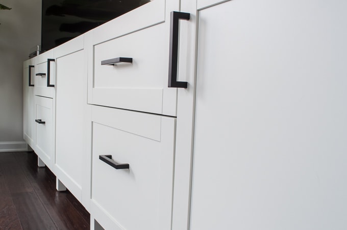matte black drawer pull hardware on IKEA BESTA tv stand