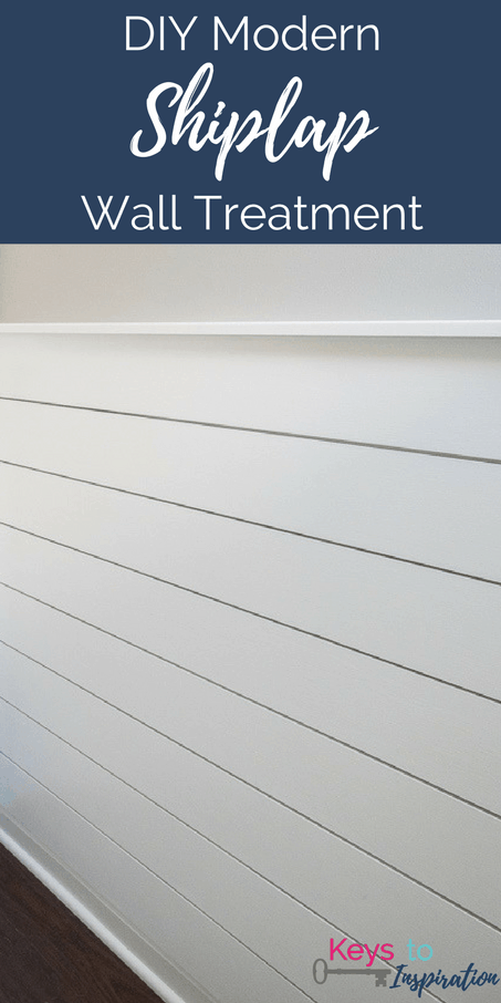 Tutorial for creating modern shiplap. I love the clean crisp look of the white shiplap in this powder room!