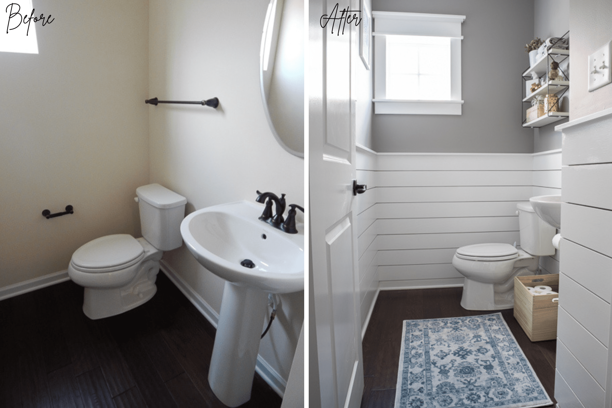 before and after diy shiplap wall cheap