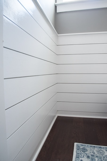 half wall shiplap in bathroom
