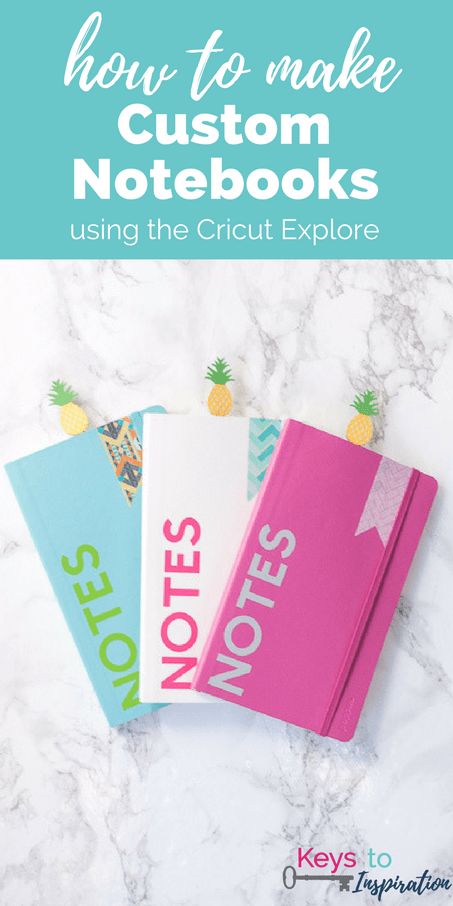 How to make custom notebooks using the Cricut Explore. Learn how to use Cricut Design Space to make these fun notebooks with vinyl, washi, and cardstock!