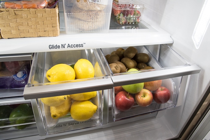 organize fridge drawers
