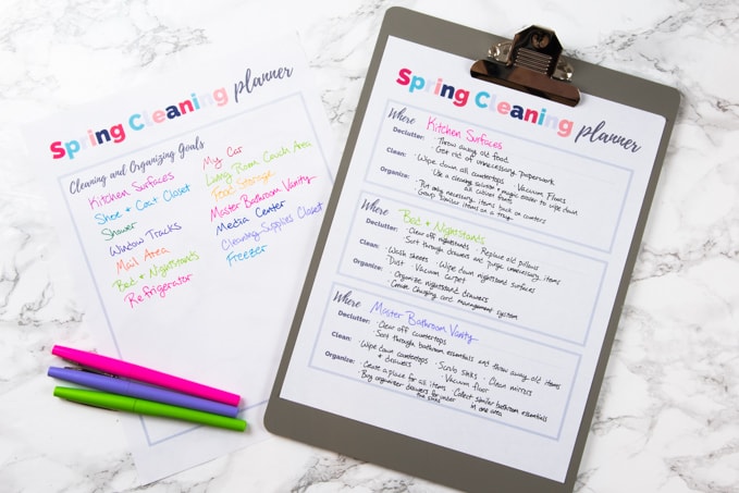 Download this free printable planner and learn how to do spring cleaning the easy way! Stop the overwhelm with this simple plan.