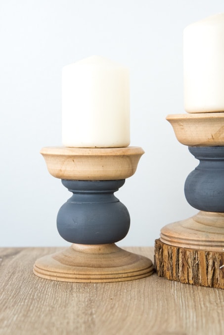 DIY Home Decor Project. Make these modern color block pillar candle holders. A quick and easy craft project!