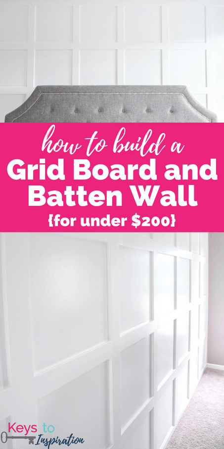 How to build a grid board and batten wall. Create a stunning feature wall for under $200! This wall looks like it was professionally built, but it was actually a home DIY project. Create a modern classic for your home. 
