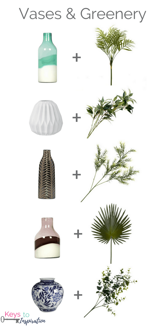 How to arrange faux greenery stems. Tips for styling faux greenery and flowers. 