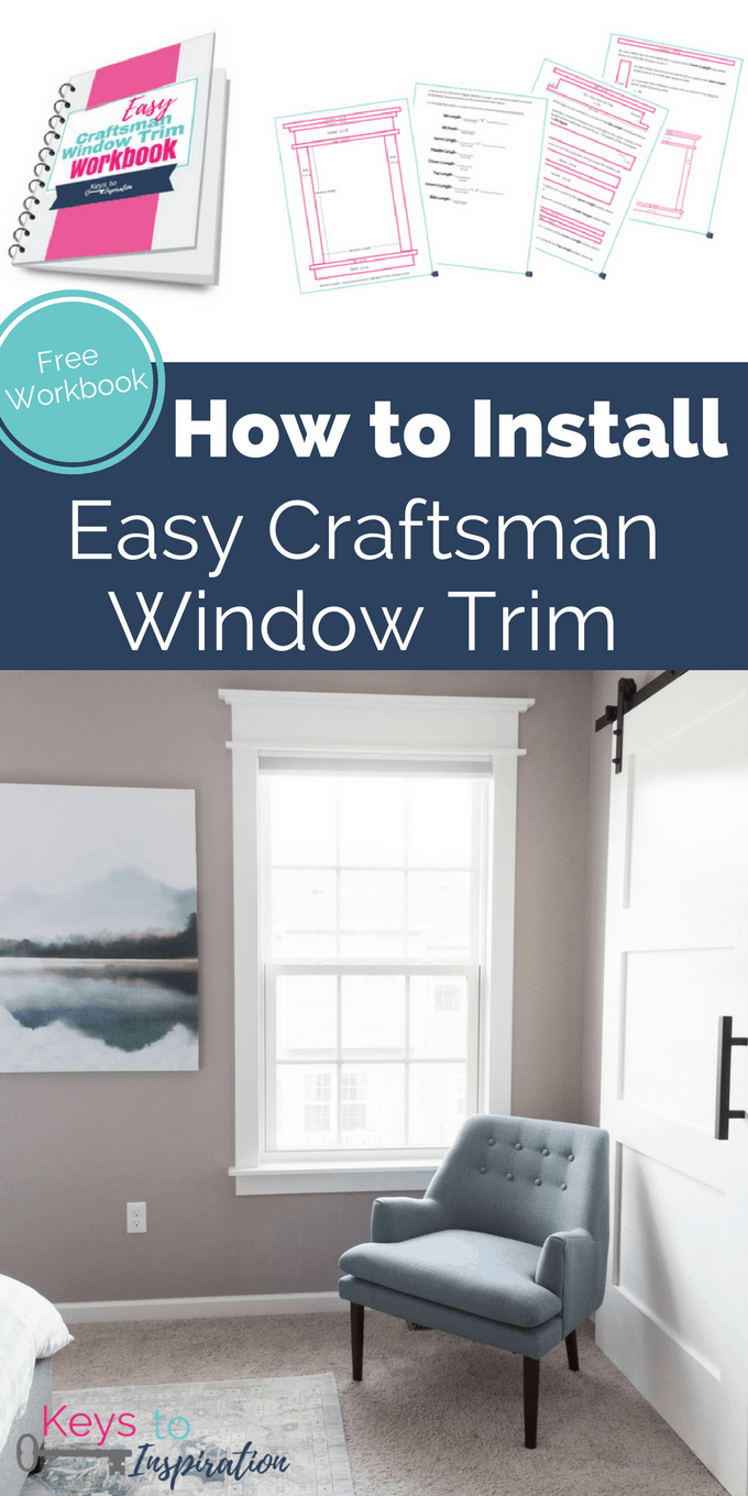 How to install easy craftsman window trim. Full tutorial for adding beautiful trim to the windows in your home. Also, get a free workbook guide to walk you through everything step-by-step.