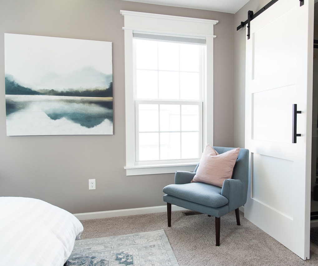 I’m so excited to give you a tour of our modern classic master bedroom! We tried to make it really relaxing and beautiful at the same time, with a mix of DIY projects, a few new pieces, and some decorative accents. Come on in and take the grand tour!