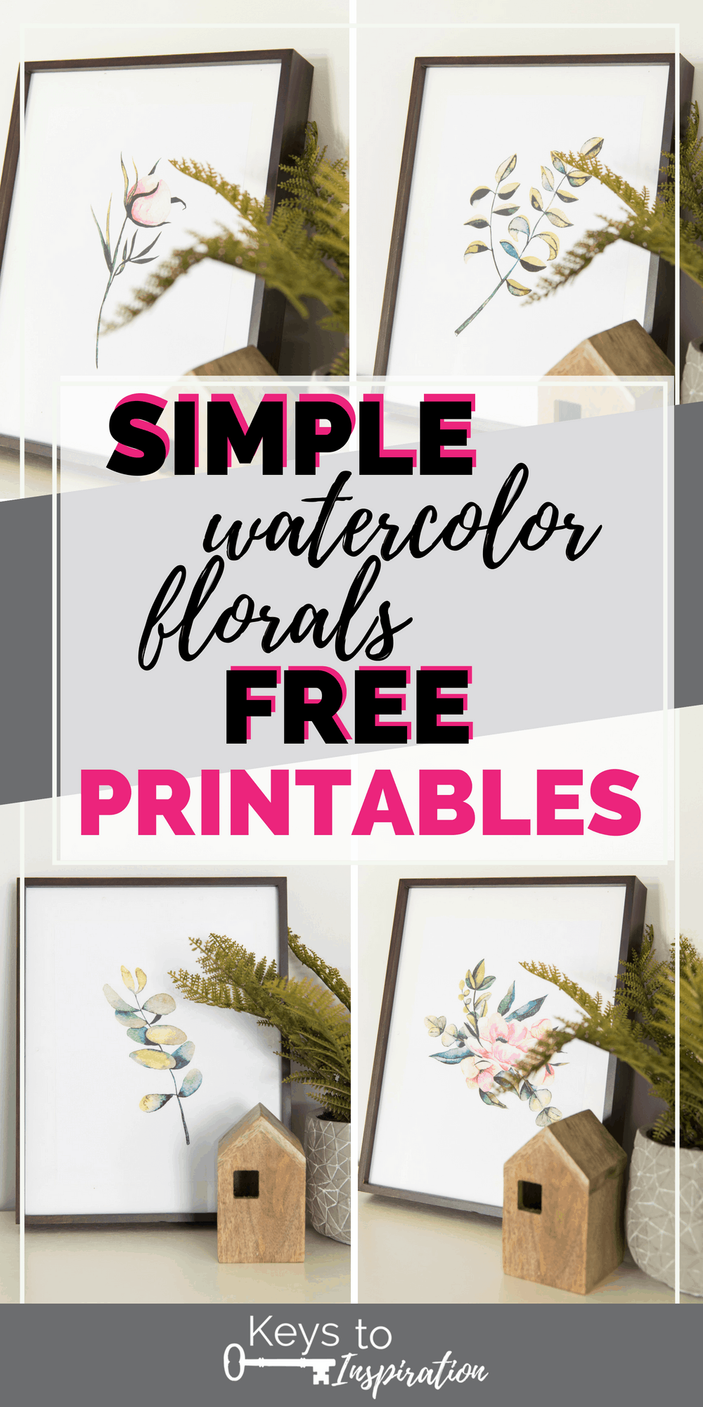 Bring the beauty of summer indoors with this free watercolor florals printable art set. Download all 4 now and print them out to use as wall decor.