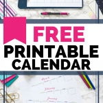 printable calendar on a desk and on a clipboard