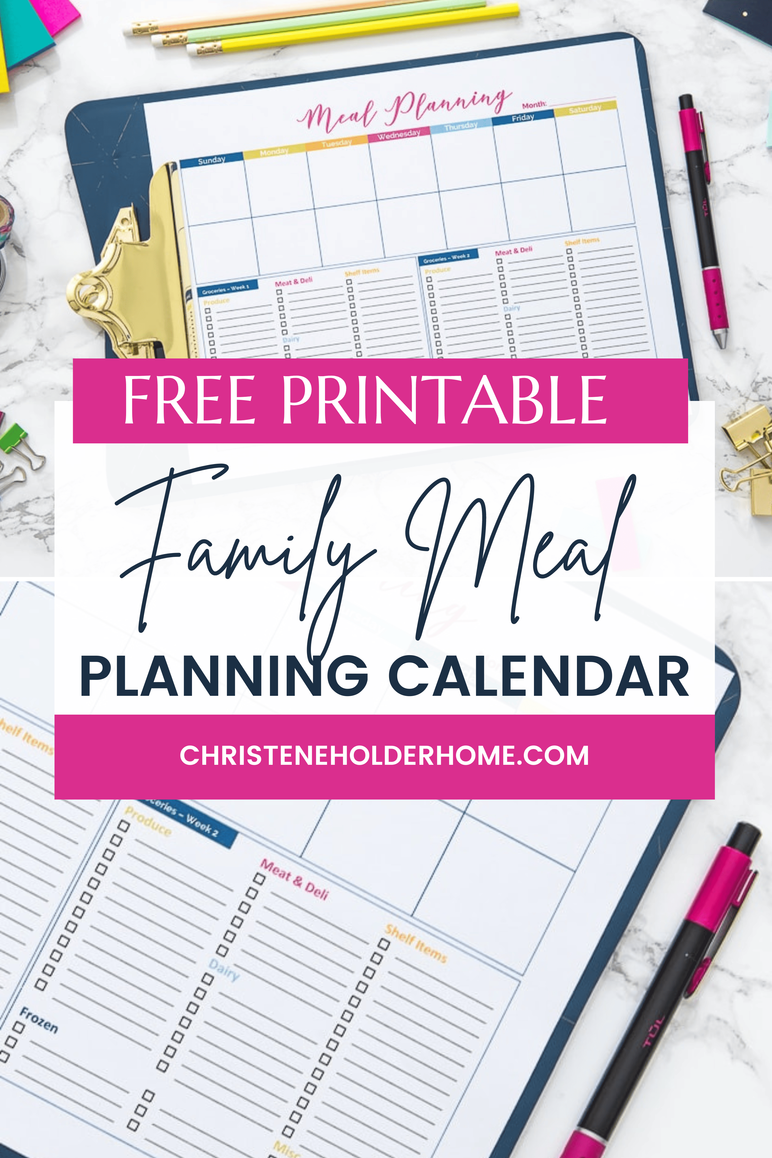 Free Printable Family Meal Planner & Grocery List
