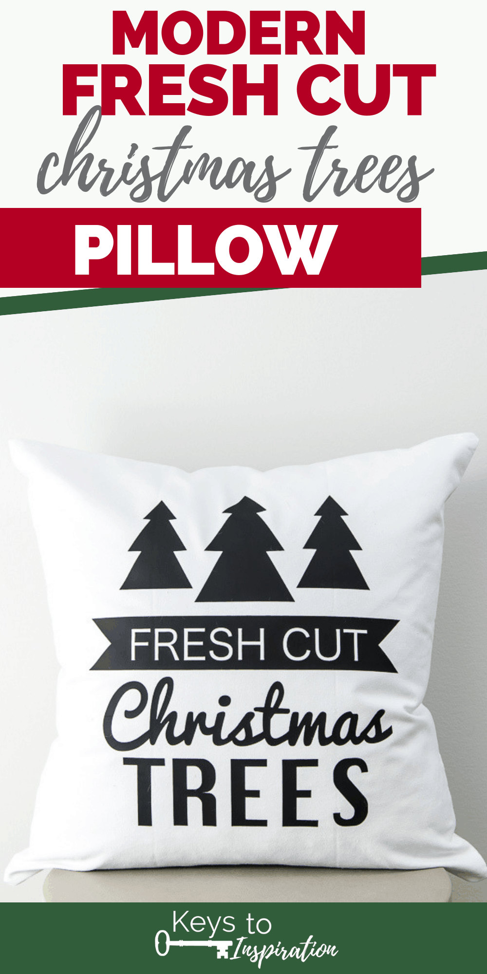 modern fresh cut Christmas trees pillow Cricut project
