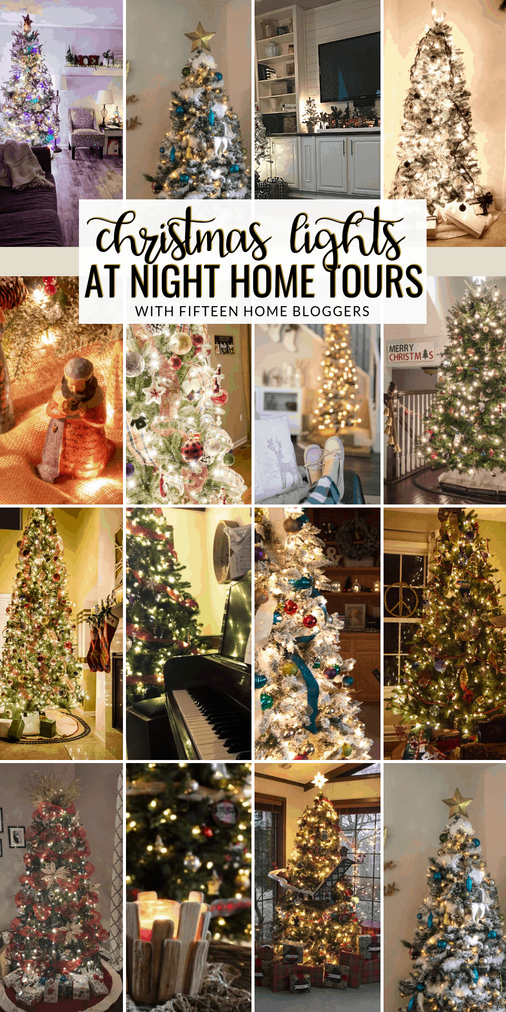 christmas lights at night tour 15 bloggers Christmas trees collage