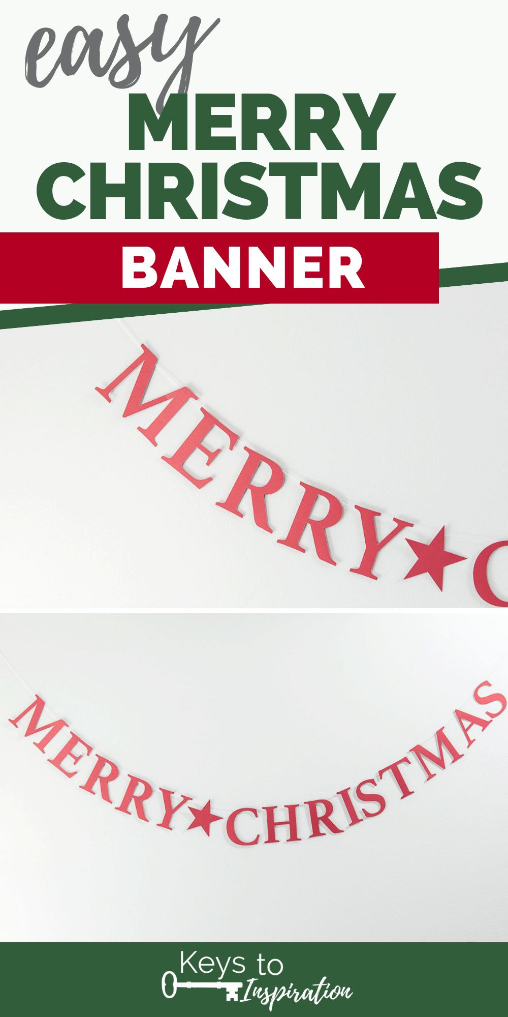 Merry Christmas Banner Cricut tutorial project red