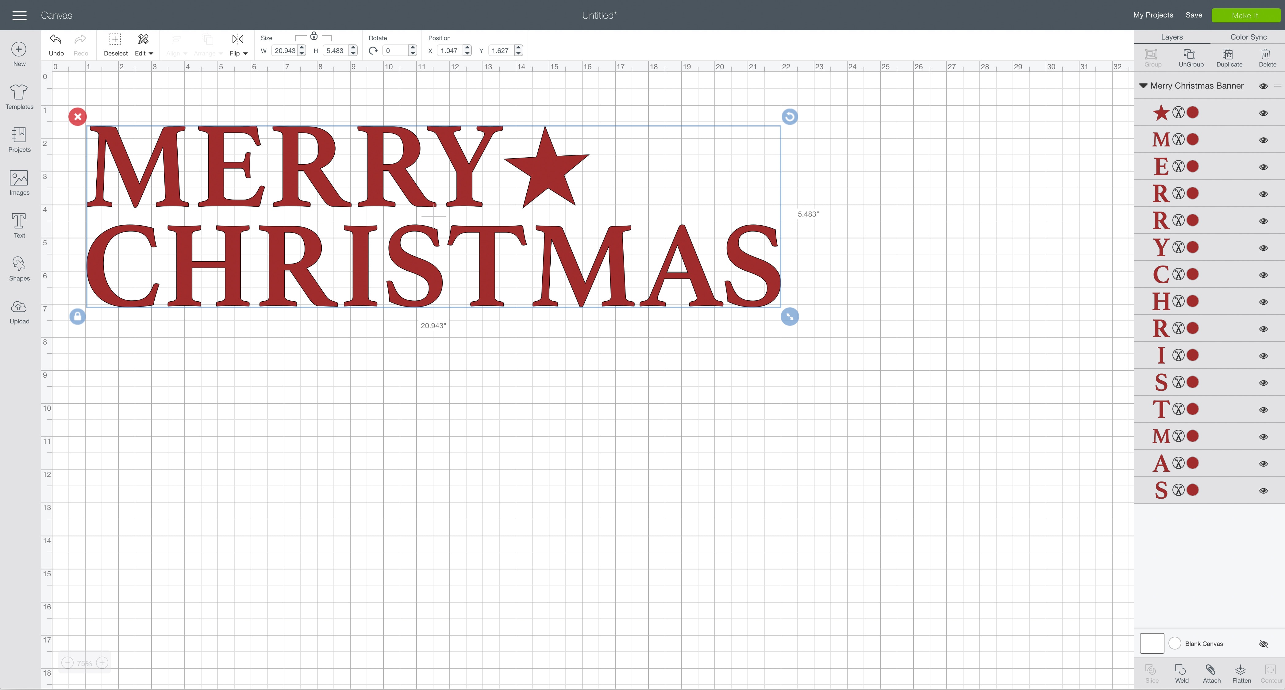 svg design file Cricut Design Space easy merry Christmas banner