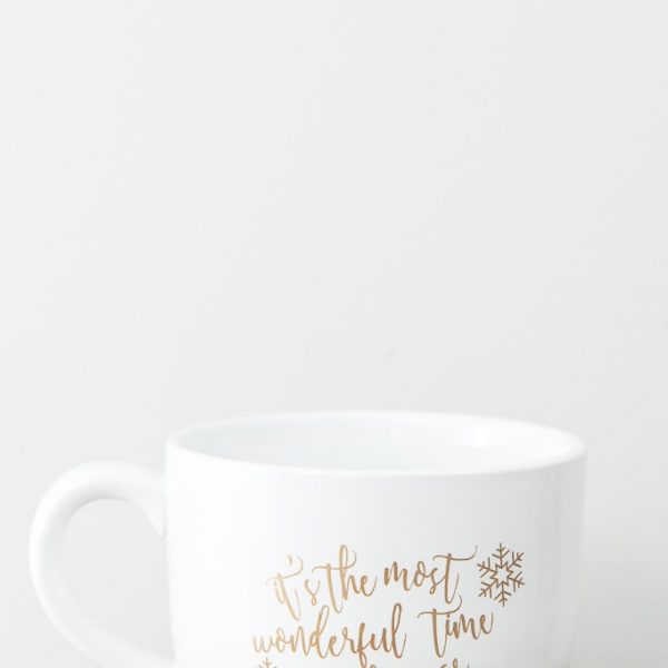 it's the most wonderful time of the year large white mug gold adhesive vinyl design