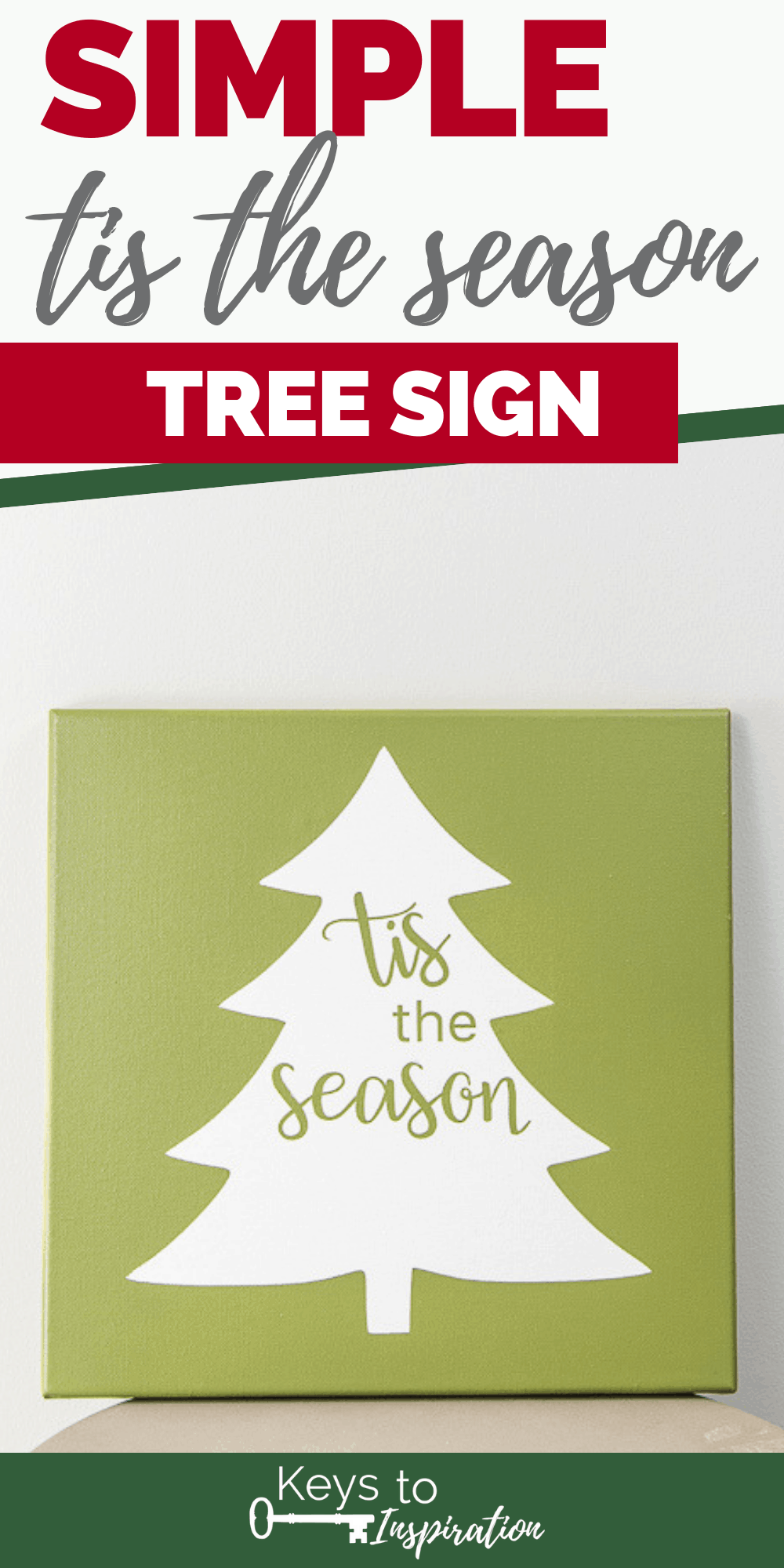 Tis the Season green Christmas tree canvas painted sign
