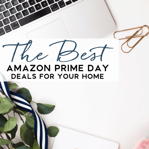 laptop on a styled desk with office supplies amazon prime day