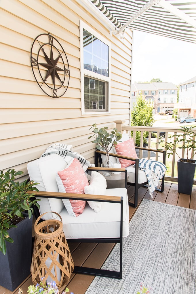 modern outdoor chairs on a porch townhome design target style