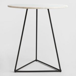 modern accent table world market white and black with marble top