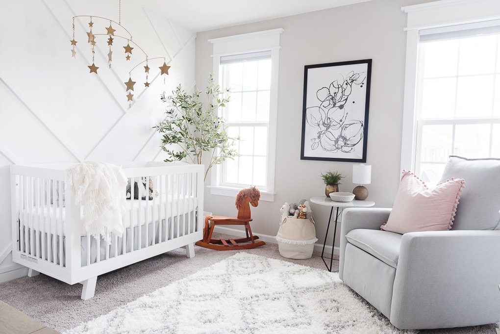 modern neutral feminine nursery for a baby girl