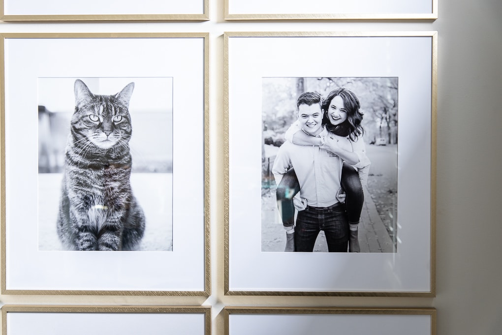 black and white framed family photos