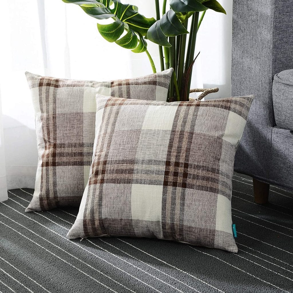 plaid fall pillow covers