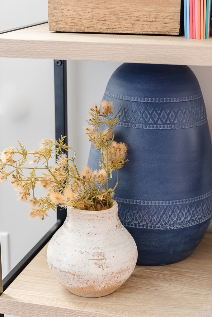 fall textured floral stems in vintage vase