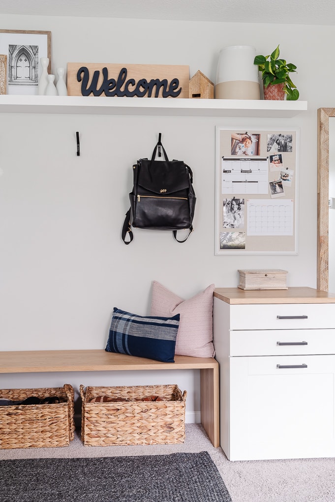 small mudroom and entryway command center area