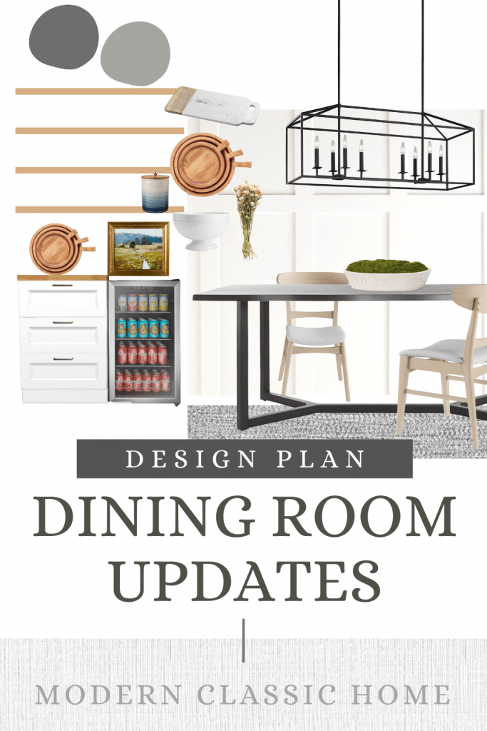 mood board design plan for a modern classic home dining room 