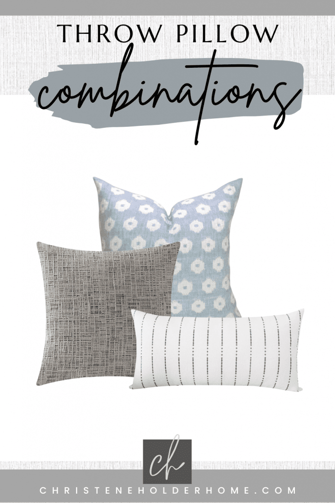 throw pillow combo set blue grey white