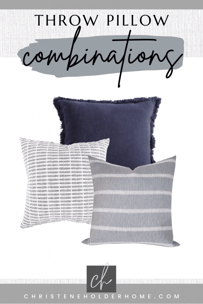 throw pillow combo set navy blue grey
