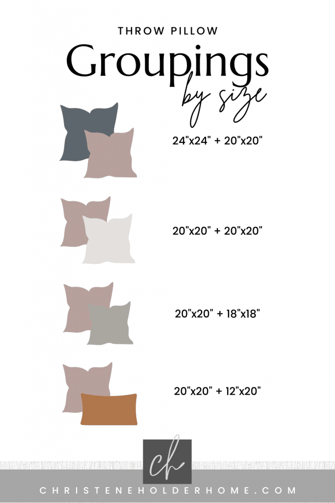 throw pillow groupings of 2 by size