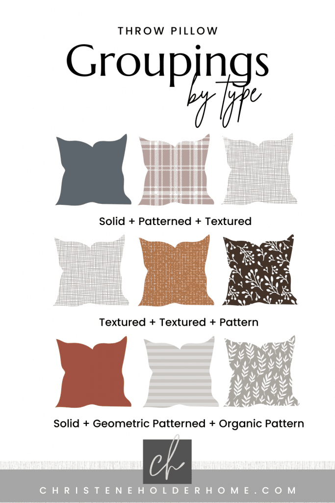 throw pillows groupings by type of cover
