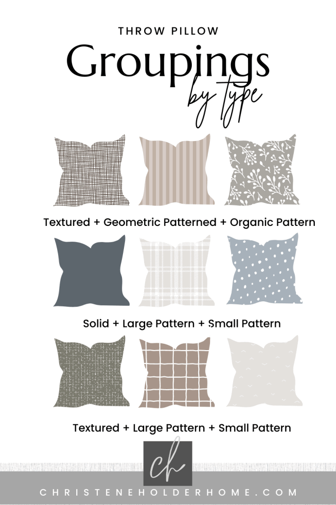 throw pillow combinations by type of cover