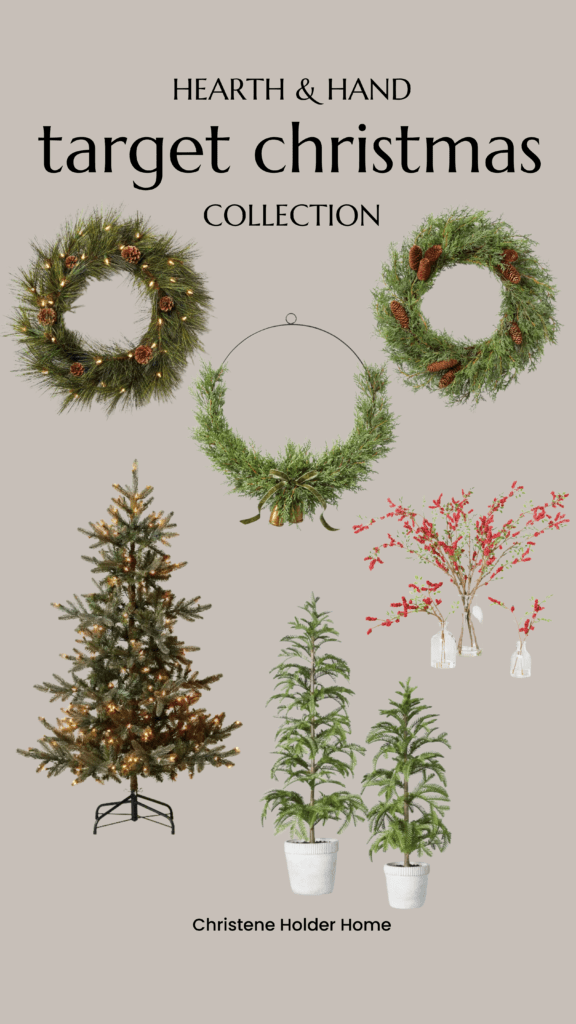 hearth and hand with magnolia target Christmas greenery and Christmas trees