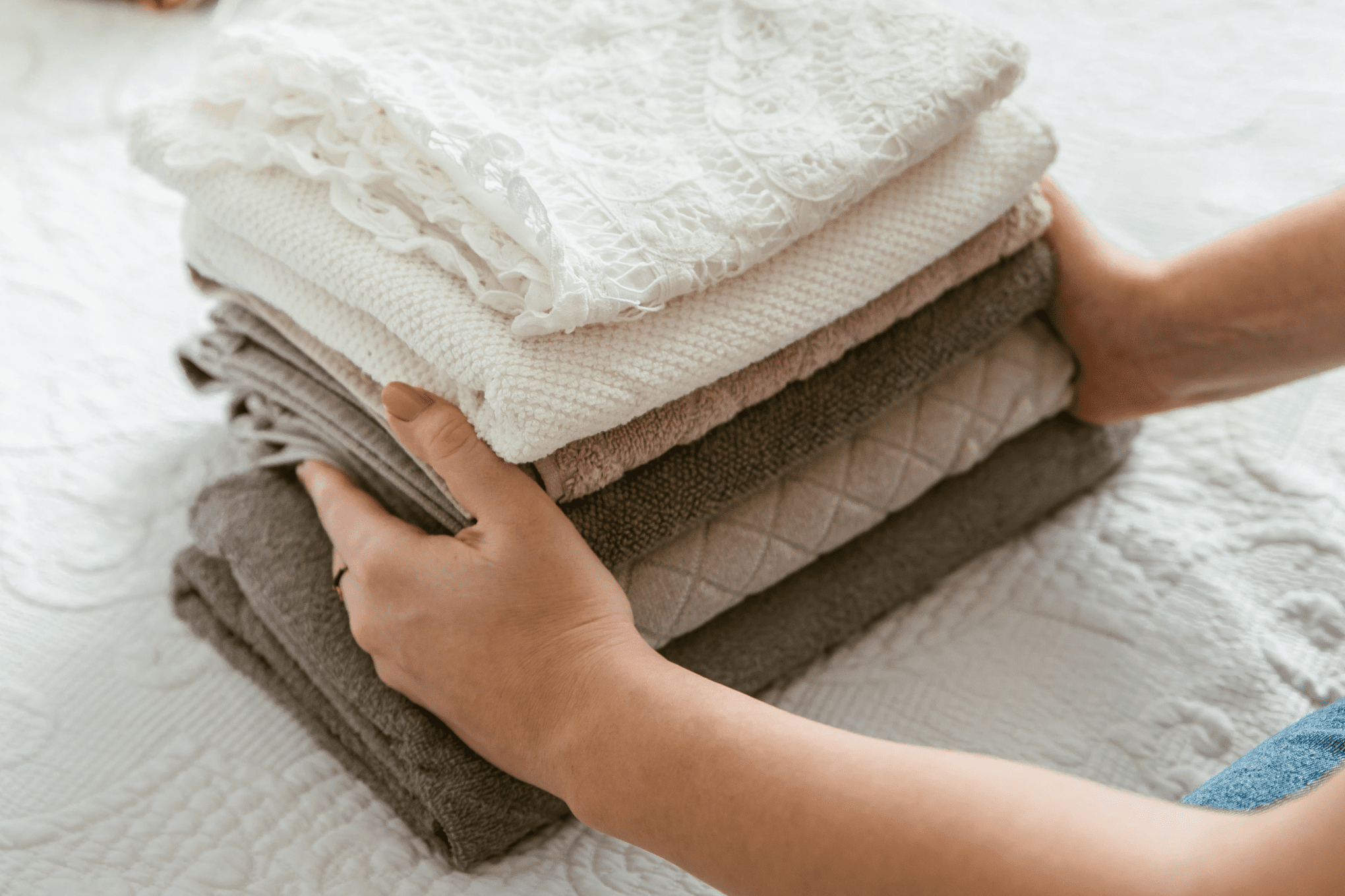 folded towels and linens
