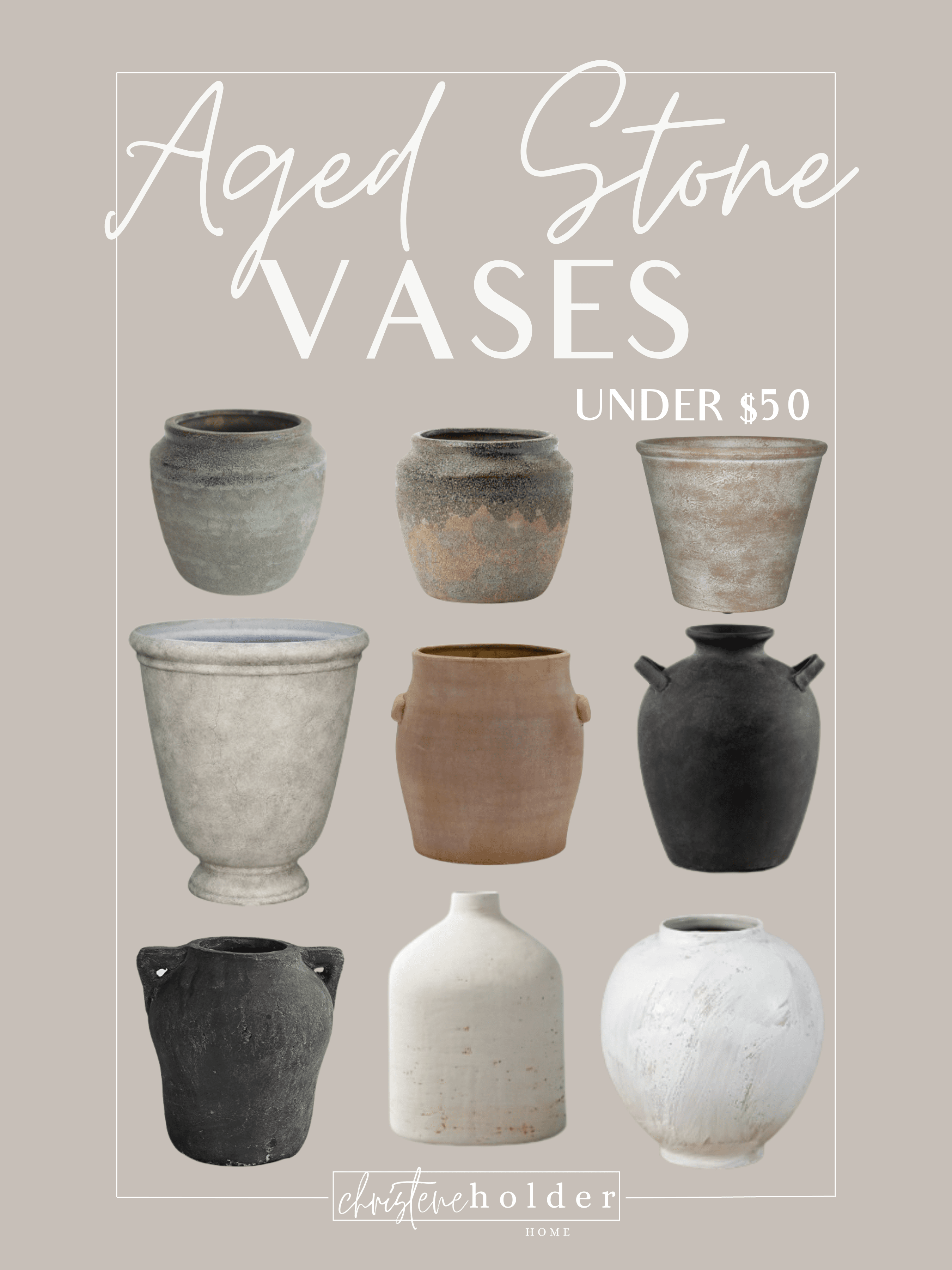 aged stone vases under $50