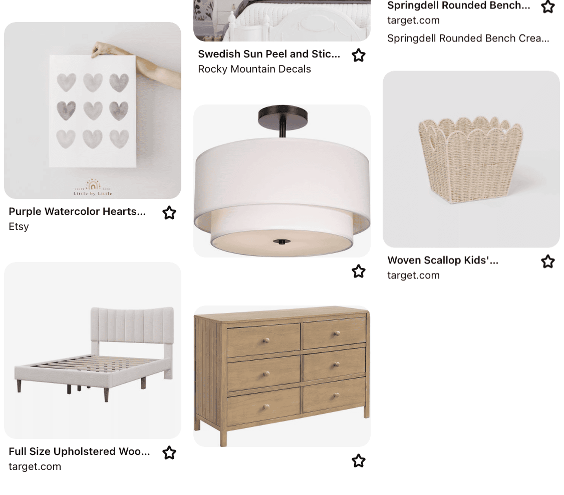 pinterest board with mood board pins
