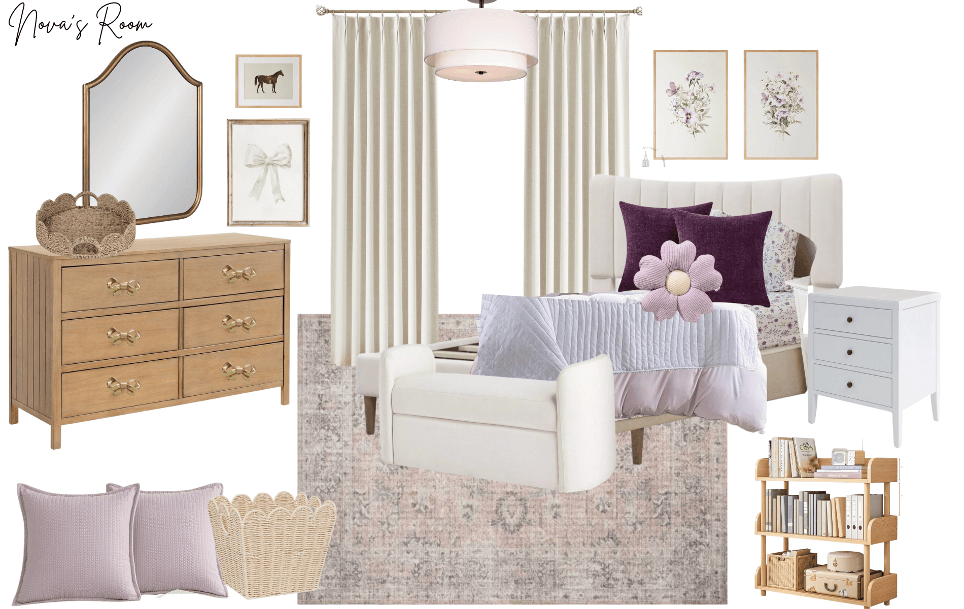 design mood board for girls bedroom purple girls room